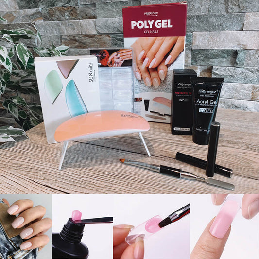 Gel de unghii Poly – Set cu lumina LED